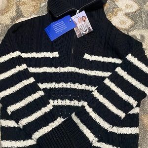 Women's Size Medium Quarter Zip Striped Cable Knit Sweater - La Ligne x Target